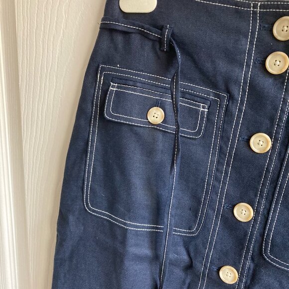 button up stretch linen skirt - Picture 6 of 8